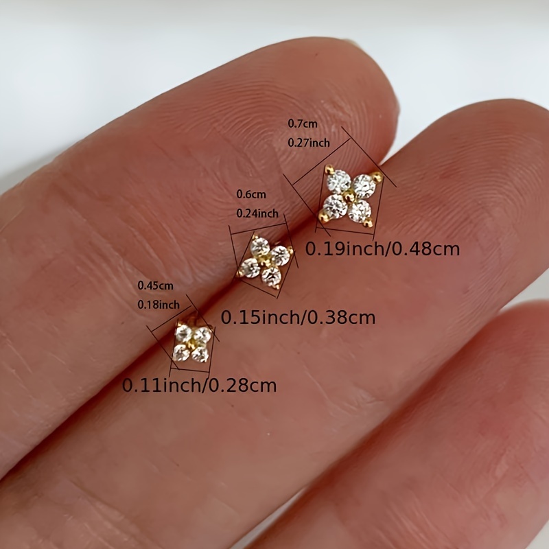 Delicate Flower Stud Earrings with Zirconia Inlay for Women